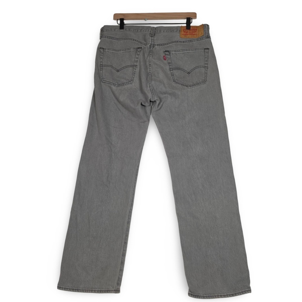Levis 501 Button Fly Jeans Mens 35x30 Gray Stretch Denim Straight Leg Pants Y2K - Picture 2 of 14